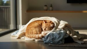 Perché il tuo gatto improvvisamente dorme sui tuoi vestiti
