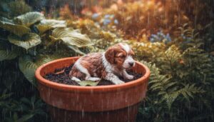 Dormiva sotto la pioggia in un vaso di una pianta: il salvataggio del piccolo cane Dave