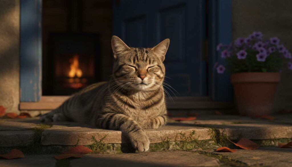 Un gatto si sdraia sulla soglia per non intralciarti: una spiegazione semplice