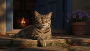 Un gatto si sdraia sulla soglia per non intralciarti: una spiegazione semplice