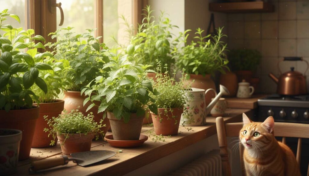 Erbe aromatiche e gatti: quali piante evitare sul davanzale e cosa scegliere al posto